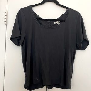 black short sleeve shirt with pretty lace back